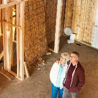 couple at home construction site