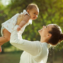 woman holding baby